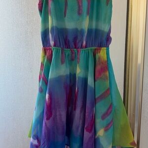 The Children's Place Teal Purple Pink Tie-Dye Chiffon Dress